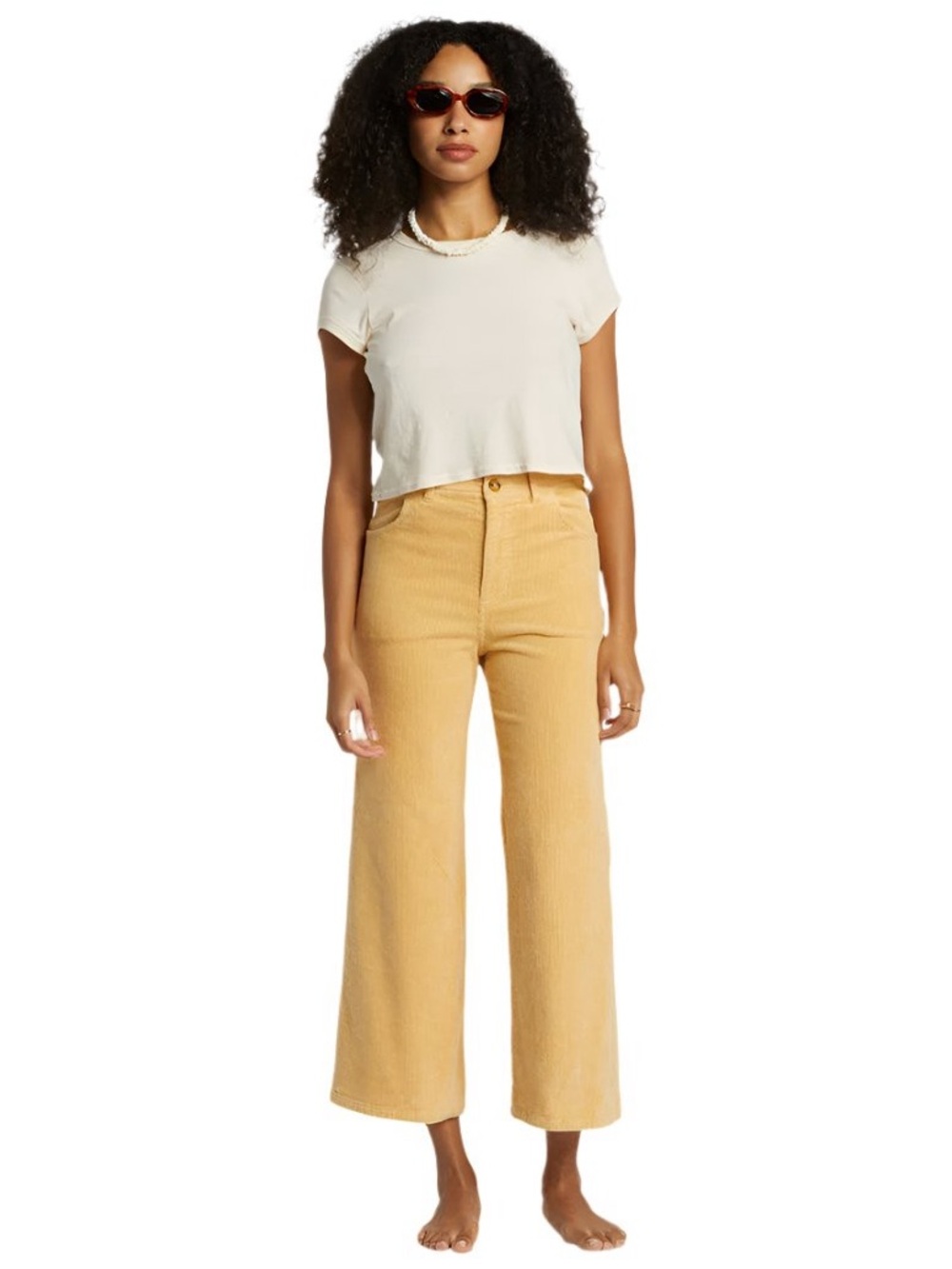 Be Free High-Waist Wide Leg Corduroy  in yellow